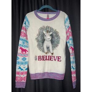 Ugly Christmas Sweater Xmas Size Large Unicorn